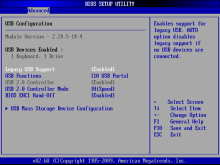 EMB-4870 USB Configuration