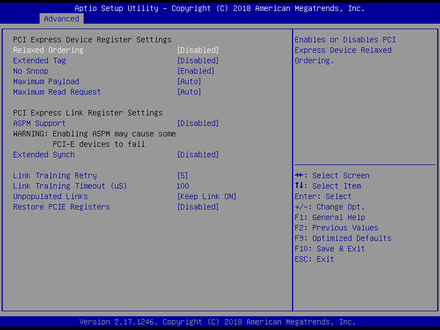 7928-PCI Express Settings