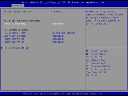 7928-PCI Subsystem Settings